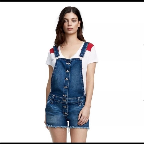 True Religion cut off jean overall shorts small - Picture 1 of 8